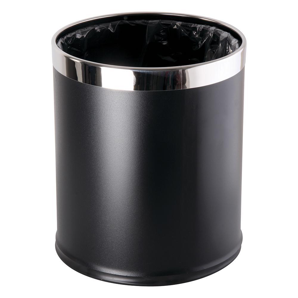 Black Bin with Chrome Trim - STAR LINEN UK
