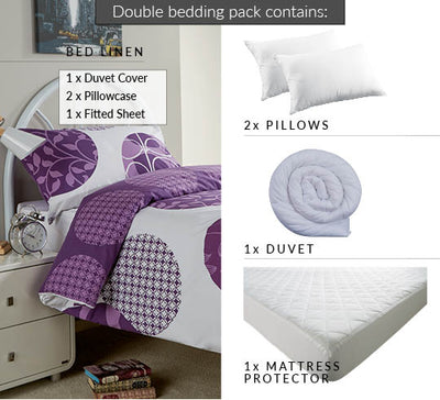 Woodland Purple Double Bedding Set