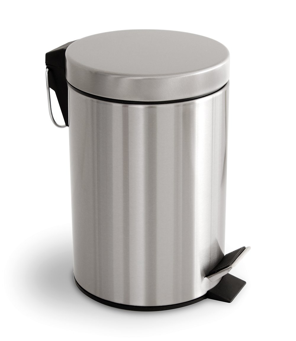 Brushed Chrome Steel Pedal Bin - STAR LINEN UK